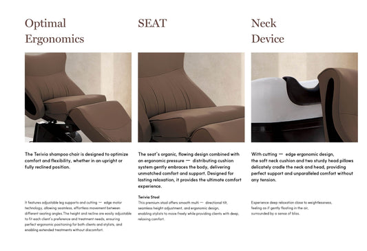 Terevia shampoo chair with ergonomic design features