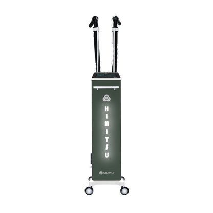Green tower mister device with 'Himitsu' branding on a white background
