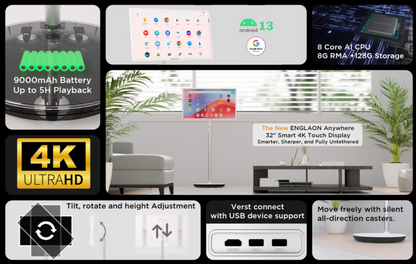 32” 4K UHD Portable Smart Touch Display